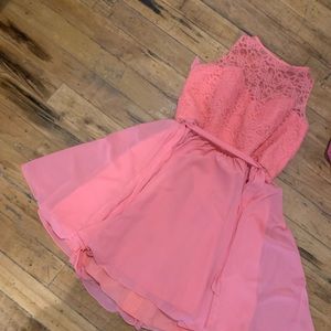 Peach Lace Chiffon Dress